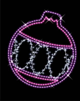 CD100-045-1 Swiateczna dekoracja na slup 2D Bombka z wypelnieniem neon fioletowy zimne lampki LED latarniowiec iluminacja Led 130 cm xmass decoration Christmas Decor.webp