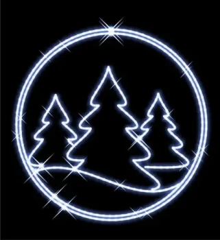 CD100-048 Dekoracja Latarniowa 2D przedstawiajaca ornament z motywem Trzy choinki emitujaca biale swiatlo latarniowiec iluminacja Led 100 cm xmass decoration Christmas Decor.webp
