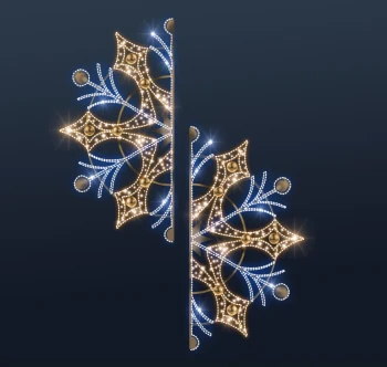 CD100-213 Zimowa dekoracja latarniowa 2D Element na latarnie w ksztalcie lustrzanej Sniezynki podswietlona bialym swiatlem latarniowiec iluminacja Led 350cm xmass decoration Christmas Decor.webp