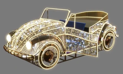 CD130-112 Duza dekoracja wolnostojaca podswietlona 3D Volkswagen beatle kabriolet garbus z siedzeniem rzeczywiste wymiary Selfie iluminacja Led xmass decoration Christ.webp