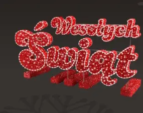 CD130-144 Duza dekoracja  podswietlona 3D Napis wolnostojacy Wesolych swiat kolorowa Fotopoint iluminacja Led 270 cm xmass decoration Christmas Decor.webp