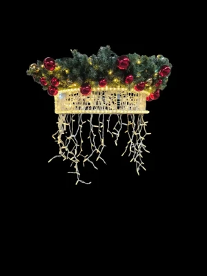 CD120-028 Wianek z igliwia 3D latarniowiec Dekoracje LATARNIOWE 3D iluminacja 130 cm xmass decoration Christmas Decor.webp