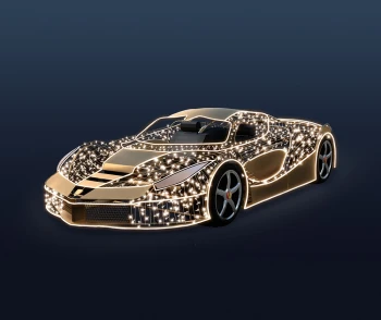 CD130-091 Duza dekoracja wolnostojaca podswietlona 3D Ferrari zlote auto z siedzeniem rzeczywiste wymiary Selfie iluminacja Led xmass decoration Christmas Decor .webp