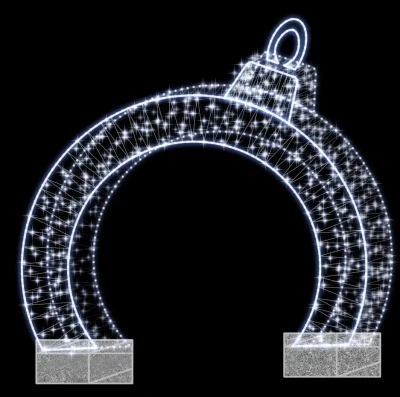 CD130-161 Duza dekoracja wolnostojaca podswietlona 2D Bombka plaska z przejsciem podswietlona bialym swiatlem zlota konstrukcja Fotopoint iluminacja Led 340cm xmass decoration Christmas Decor.webp