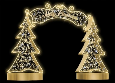 CD130-249-2 Duza dekoracja wolnostojaca podswietlona 3D Brama z przejsciem choinki z napisem wejscie na jarmark Selfie iluminacja Led 120 cm xmass decoration Christmas Decor.webp