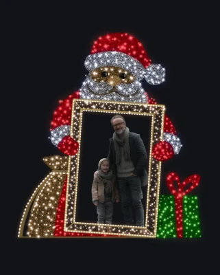 CD130-094 Duza dekoracja wolnostojaca podswietlona 3D Fotoramka mikolaj Fotopoint iluminacja Led xmass decoration Christmas Decor (2).webp