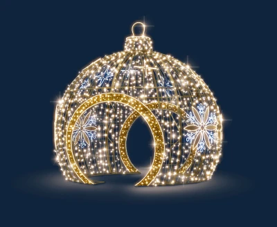 CD130-191 Bombka z przejściem złota 3D Duza dekoracja wolnostojaca podswietlona LED iluminacja 410 cm xmass decoration Christmas Decor.webp