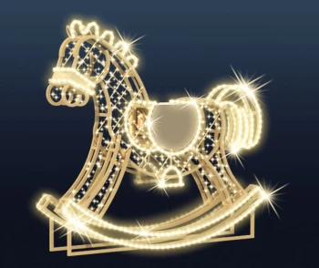CD130-262 Duza dekoracja wolnostojaca podswietlona 3D Konik na biegunach zabawka z siedzeniem podswietlona bialym swiatlem Selfie iluminacja Led 100cm xmass decoration Christmas Decor.webp